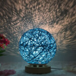 Amazon Hot Selling Creative Linen Table Lamp Novel and Unique LED Intelligent USB7 Color RGB16 Color Remote Control Rattan Ball Lamp