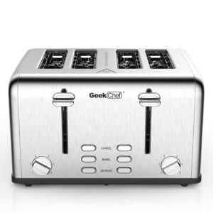 Prohibit Shelves In The Amazon. Toaster 4 Slice, Geek Chef Stainless Steel Extra-Wide Slot Toaster With Dual Control Panels Of Bagel,Defrost,Cancel Function,Ban Amazon