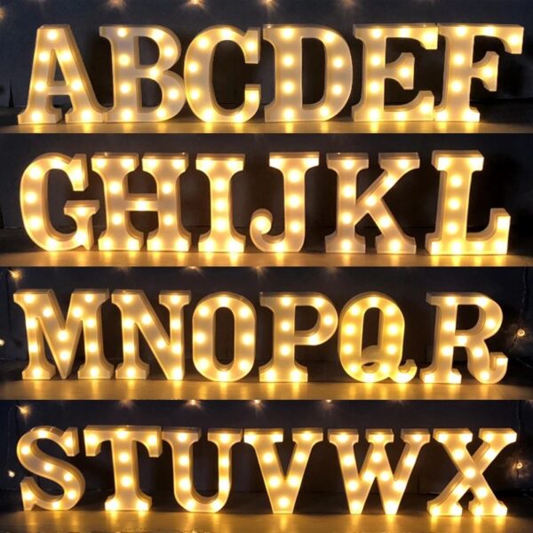 Luminous LED Letter Number Night Light English Alphabet Number Battery Lamp Romantic Wedding Christmas Party Decoration