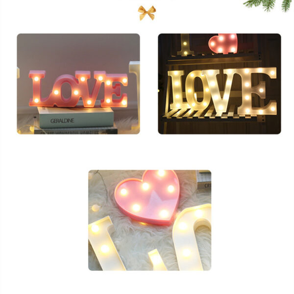 Luminous LED Letter Number Night Light English Alphabet Number Battery Lamp Romantic Wedding Christmas Party Decoration