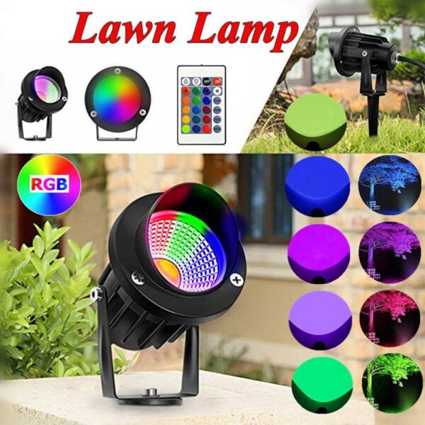 10W Rgb Lawn Lamp Colorful Remote Control Floodlight Outdoor Tree Lamp