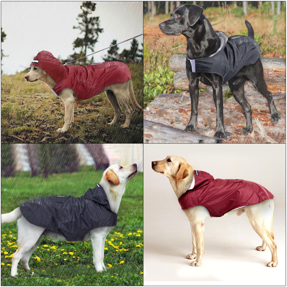 Pet Reflective Big Dog Rainwear Dog Rainwear Super Waterproof Cap All-in-One Dog Clothes