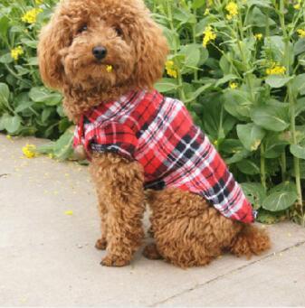 1 STÜCK Pet Kleidung Für Kleine Hunde Katzen Heiße Verkaufende Nette Hund Welpen Kleidung Hemd Plaid Größe XS/S/M/L Blau Rot Farbe D19