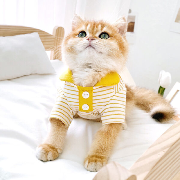 Cute Striped Polo Shirt Cat Clothes